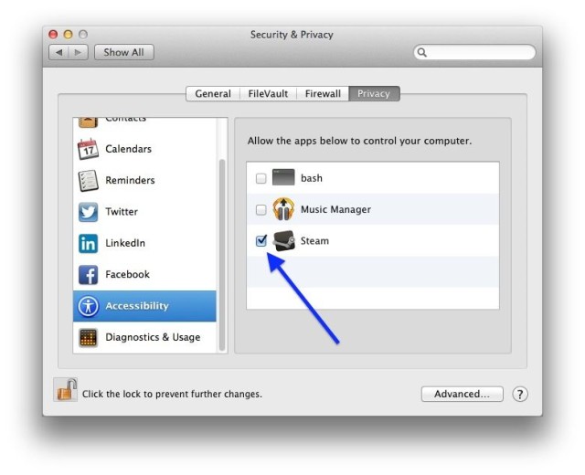enable access for assistive devices mac